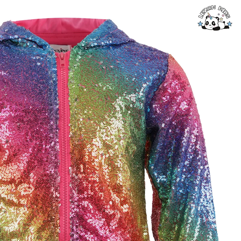 LEZONKIDS - Customized Kids Clothing Girls Sequined Bomber Sport Dancing Set Baby Girls Boy Set